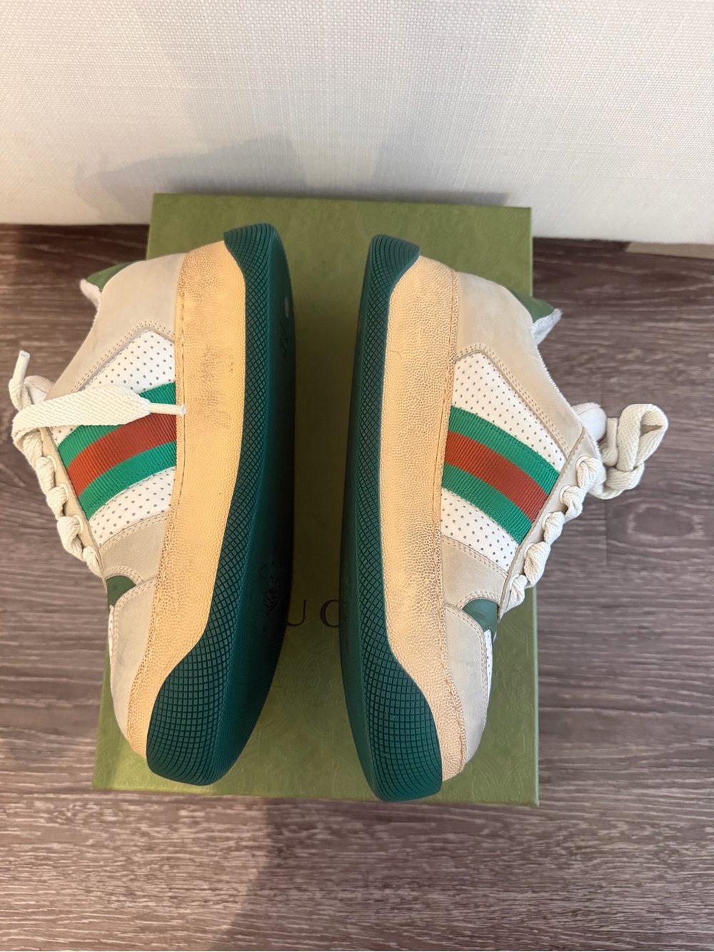 Gucci Stripe Lace-Up Sneakers - Women’s US 8 - White/Green/Red